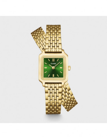 CLUSE Montre Gracieuse Mini Watch Double Steel Forest Green Gold Colour