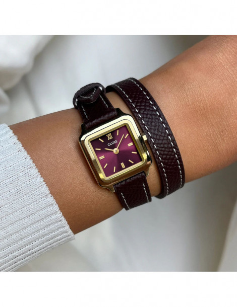 CLUSE Montre Gracieuse Mini Double Leather Wine Gold CLUSE Montre Gracieuse Mini Double Leather Wine Gold