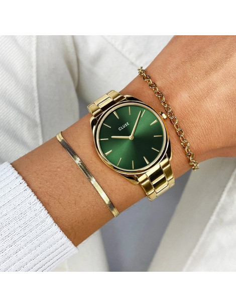 CLUSE Montre Féroce Petite Steel Green Gold