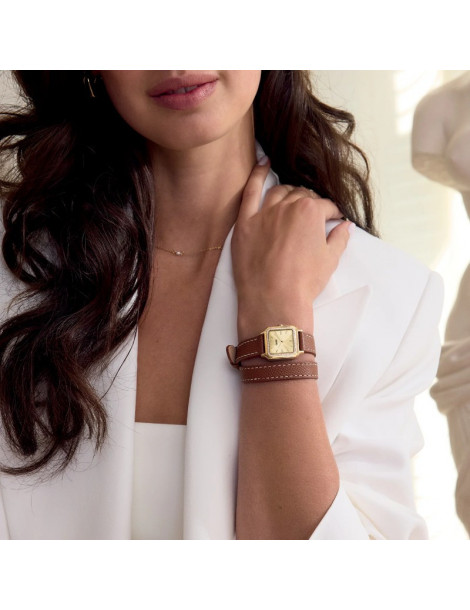 CLUSE Montre Gracieuse Petite Double Leather Nutshell White Stones Full Gold CLUSE Montre Gracieuse Petite Double Leather Nutshell White Stones Full Gold