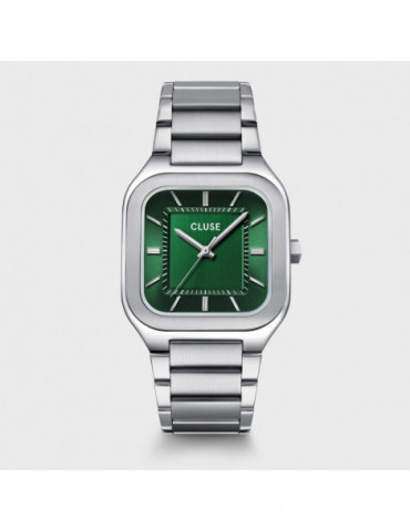 CLUSE Montre Quartaut Steel Green Silver