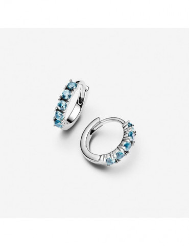 PANDORA Créoles Huggie Bleu Clair