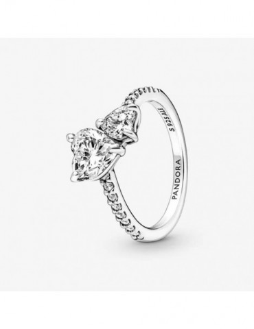 PANDORA Bague Scintillante Cœur Double