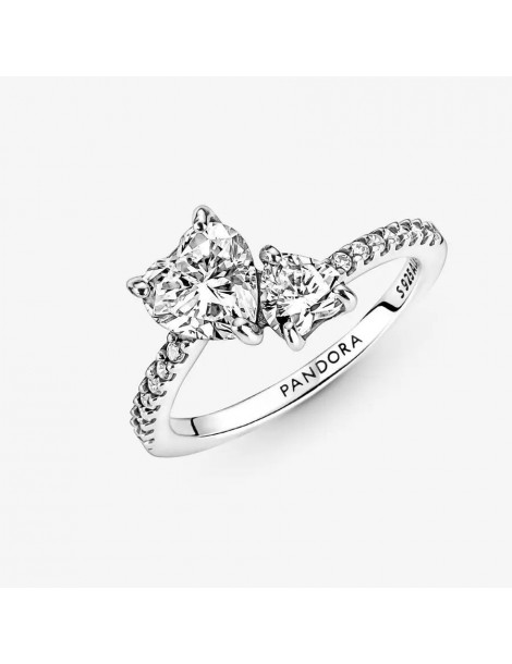 PANDORA Bague Scintillante Cœur Double