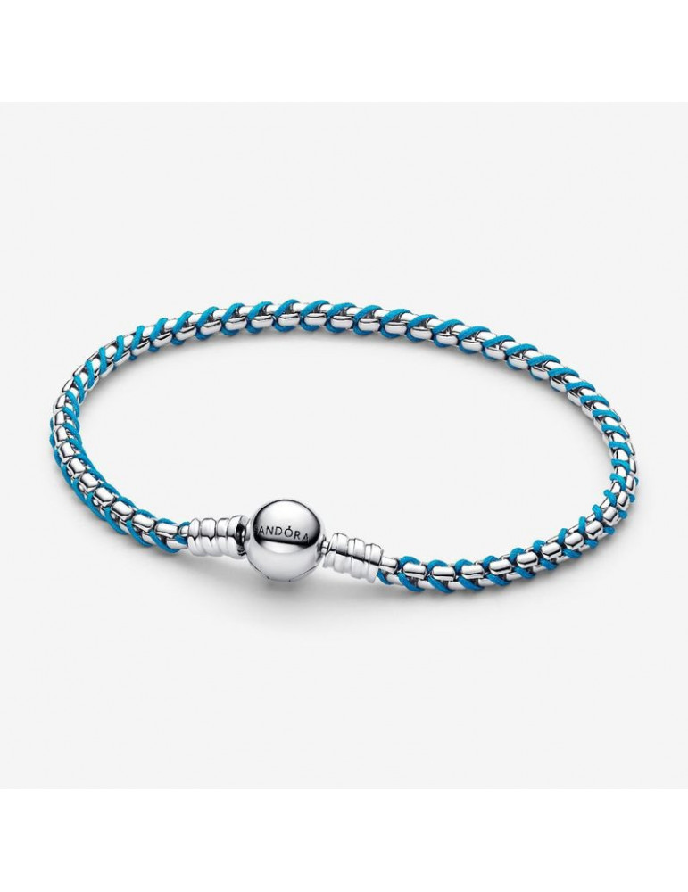 PANDORA Bracelet Maille Serpent Cordon Bleu PANDORA Bracelet Maille Serpent Cordon Bleu