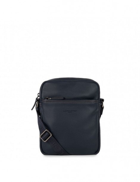 LANCASTER Sacoche Soft Vintage - Bleu & Camel