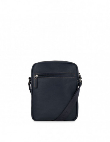 LANCASTER Sacoche Soft Vintage - Bleu & Camel