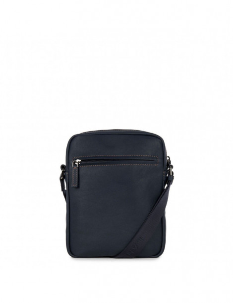 LANCASTER Sacoche Soft Vintage - Bleu & Camel