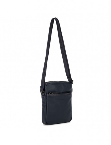 LANCASTER Sacoche Soft Vintage - Bleu & Camel