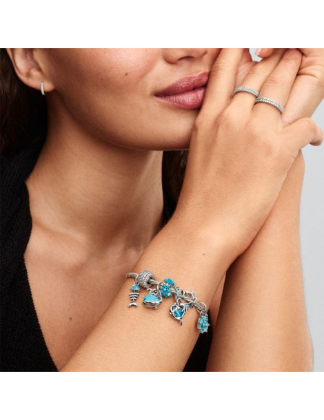 PANDORA Charm Pendant Arête de Poisson Turquoise