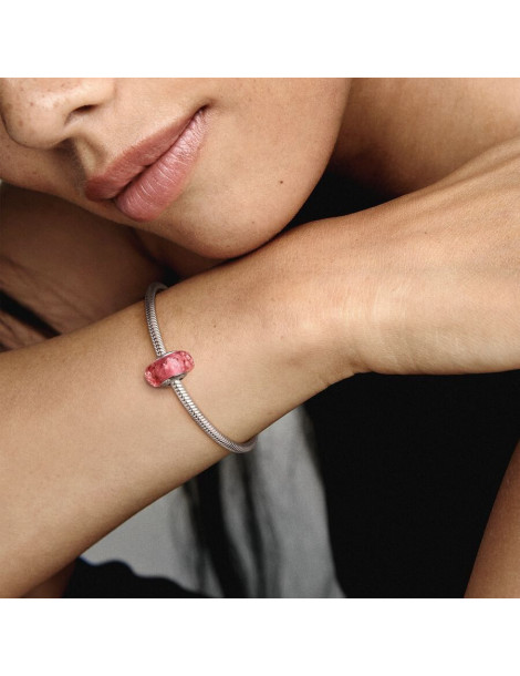 PANDORA Charm Verre de Murano Rose Ondulé Fantaisie