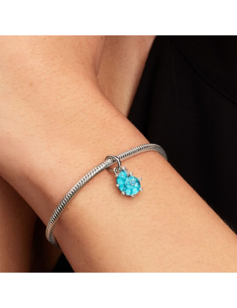 PANDORA Charm Pendant Escargot de Mer Verre de Murano Bleu