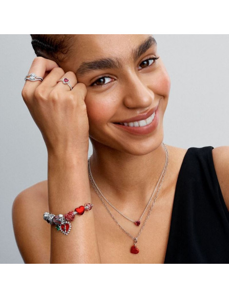 PANDORA Charm Pendant Cœur Rouge Opalescent