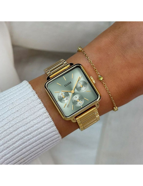 CLUSE Montre Tétragone Multifunction Sage Green Gold