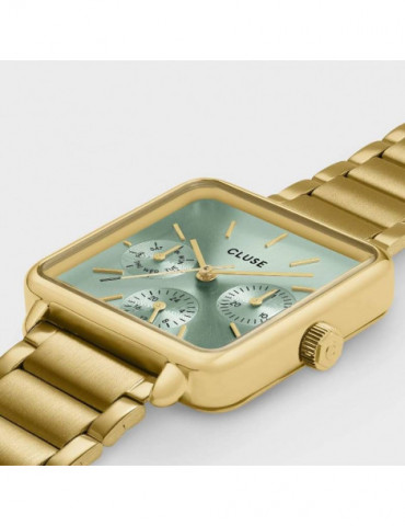 CLUSE Montre Tétragone Multifunction Sage Green Gold