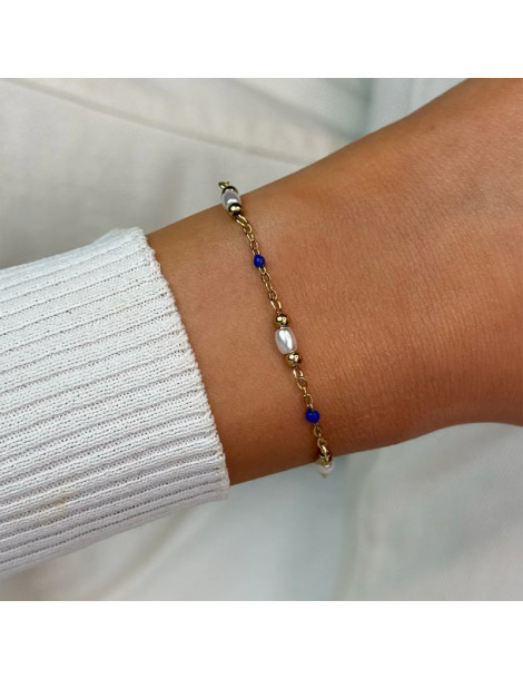 CLUSE Bracelet Élevé Pearl & Blue Epoxy Gold