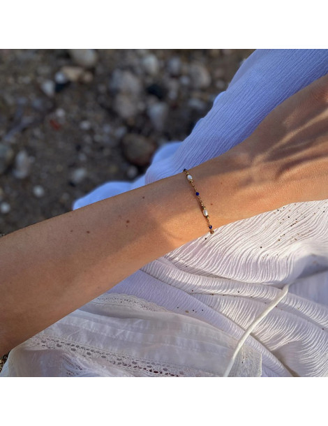 CLUSE Bracelet Élevé Pearl & Blue Epoxy Gold