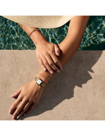 CLUSE Bracelet Set Élevé Zirconia & Flat Snake Gold