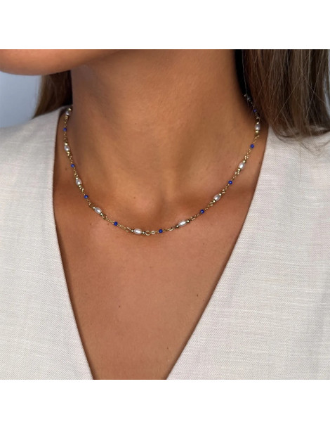 CLUSE Collier Élevé Pearl & Blue Epoxy Gold