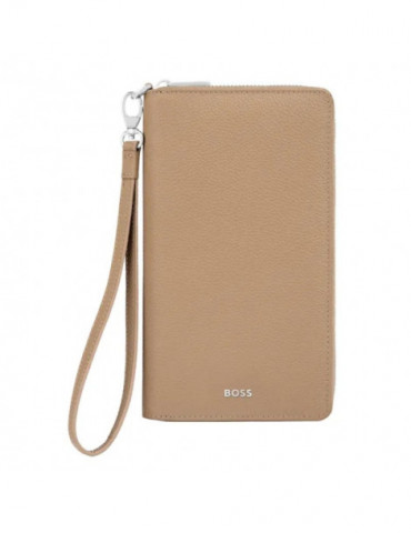 HUGO BOSS Portefeuille Voyage Classic Grained Camel