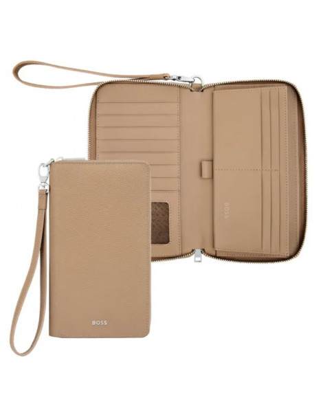 HUGO BOSS Portefeuille Voyage Classic Grained Camel