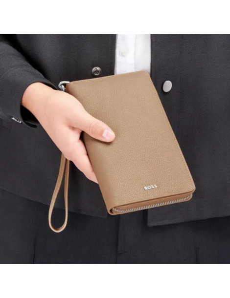 HUGO BOSS Portefeuille Voyage Classic Grained Camel