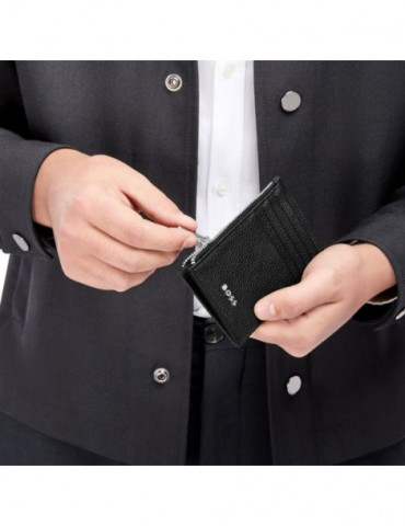 HUGO BOSS Porte-Cartes Zip Classic Grained Black