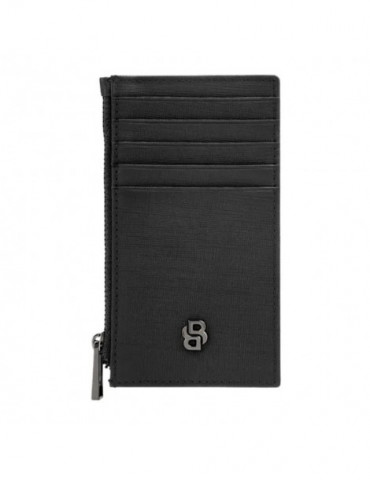 HUGO BOSS Porte-Cartes Zip Double B Saffiano Black