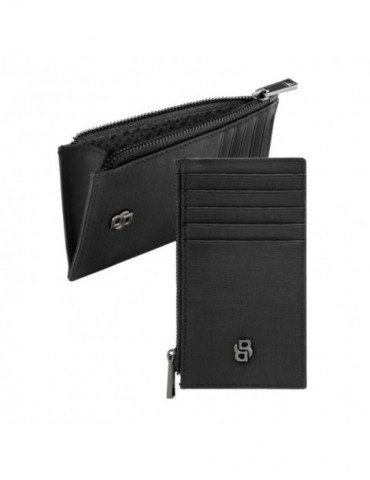 HUGO BOSS Porte-Cartes Zip Double B Saffiano Black