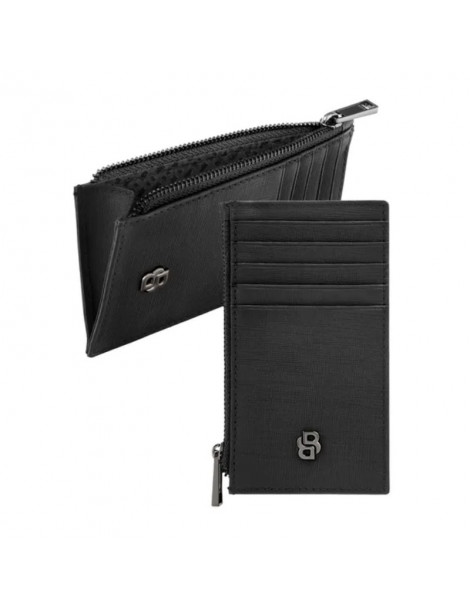 HUGO BOSS Porte-Cartes Zip Double B Saffiano Black