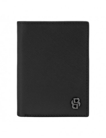 HUGO BOSS Porte-cartes Double Double B Saffiano Black