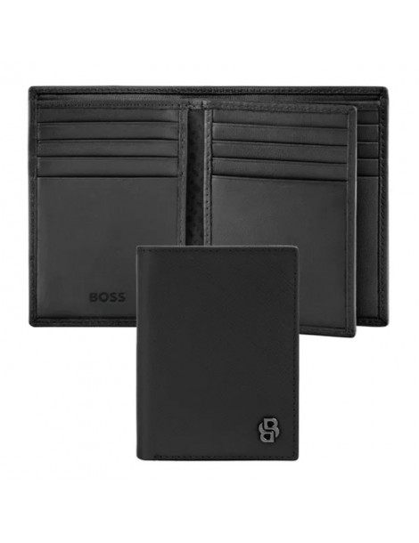 HUGO BOSS Porte-cartes Flap Double B Saffiano Black