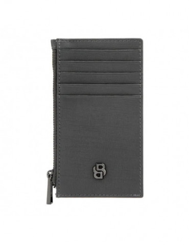 HUGO BOSS Porte-Cartes Zip Double B Saffiano Grey