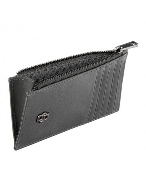 HUGO BOSS Porte-Cartes Zip Double B Saffiano Grey
