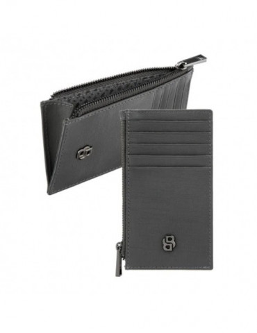 HUGO BOSS Porte-Cartes Zip Double B Saffiano Grey