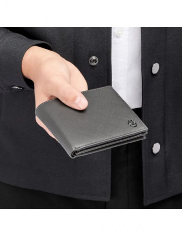 HUGO BOSS Portefeuille Flap Double B Saffiano Grey