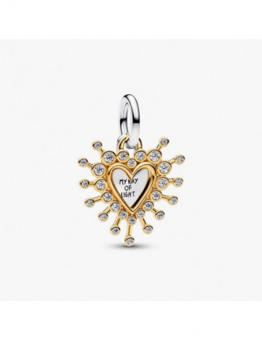 PANDORA Charm Pendant Double Cœur Étincelant