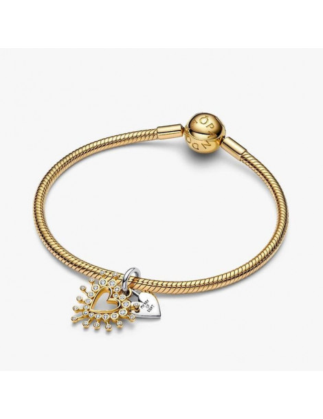 PANDORA Charm Pendant Double Cœur Étincelant