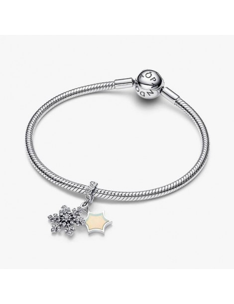 PANDORA Charm Pendant Double Flocon de Neige Opalescent