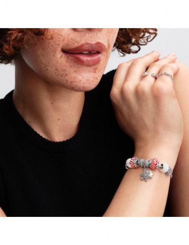 PANDORA Charm Pendant Double Flocon de Neige Opalescent