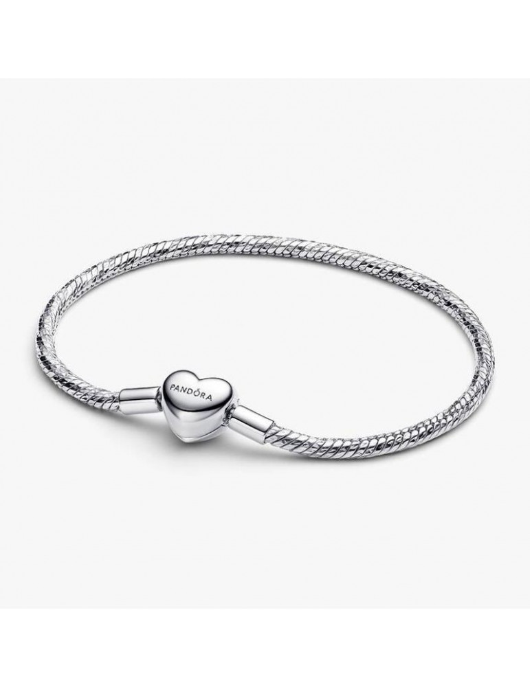 PANDORA Bracelet Maille Serpent Facetté Fermoir Cœur