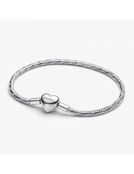 PANDORA Bracelet Maille Serpent Facetté Fermoir Cœur