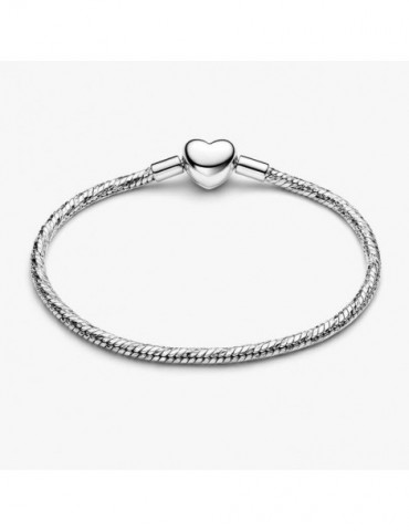 PANDORA Bracelet Maille Serpent Facetté Fermoir Cœur