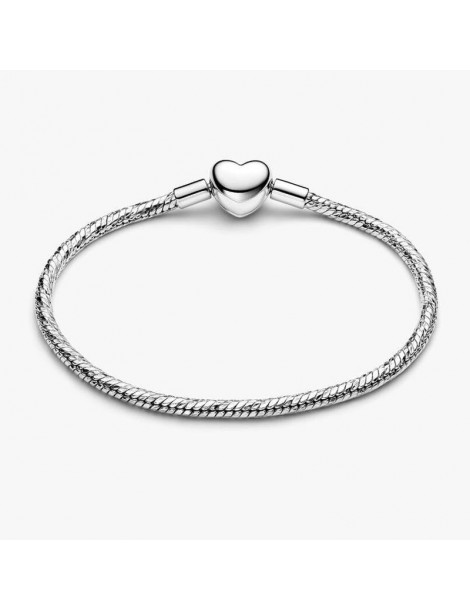PANDORA Bracelet Maille Serpent Facetté Fermoir Cœur