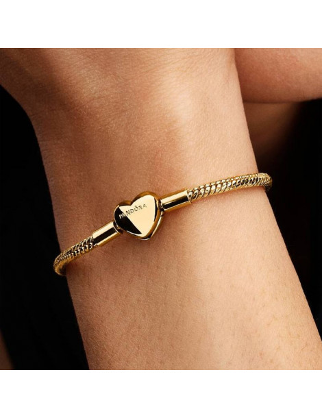 PANDORA Bracelet Maille Serpent Facetté Fermoir Cœur