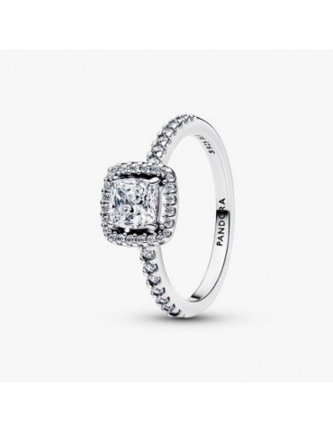 PANDORA Bague Halo Carré Scintillante