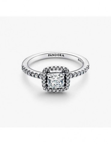 PANDORA Bague Halo Carré Scintillante