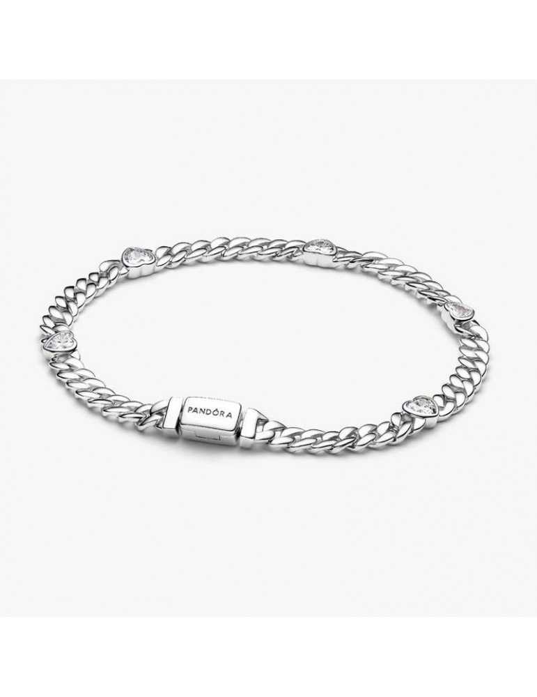 PANDORA Bracelet Maille Cubaine Cœur