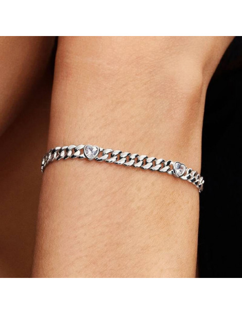 PANDORA Bracelet Maille Cubaine Cœur