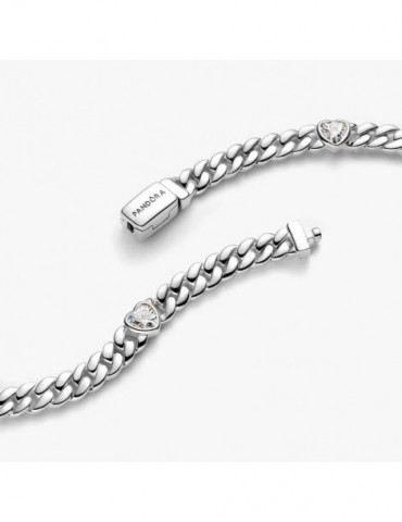 PANDORA Bracelet Maille Cubaine Cœur